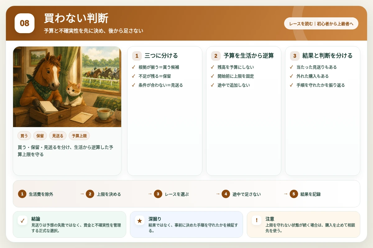 買う・保留・見送るを分け、生活から逆算した予算上限を守る図解