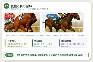 かかる・ズブい・折り合うを、距離・ペース・騎手との関係で整理した図解